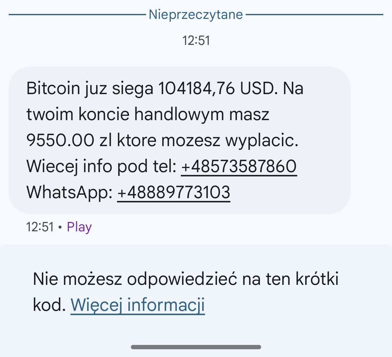 Zakazany numer +48573587860. Lepiej od razu go zablokuj