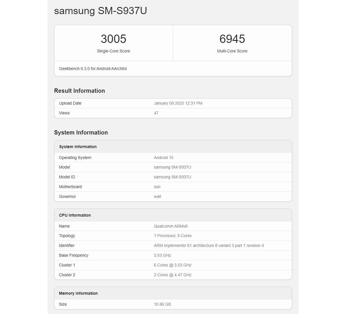 Samsung Galaxy S25 Slim melduje się na testy. Słaby wynik