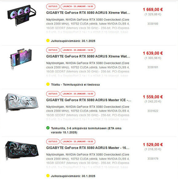 Karty GeForce RTX 5080 w sklepach. Wiemy ile zapłacimy