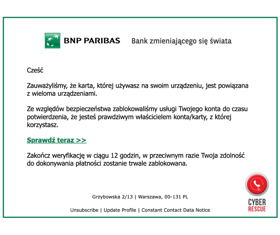 Klienci BNP Paribas na celowniku. Lepiej nie wierz, w to co czytasz