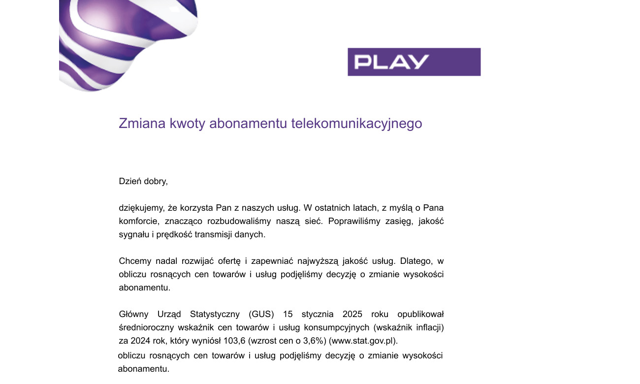 Play podnosi ceny abonamentu. Zaczęło się