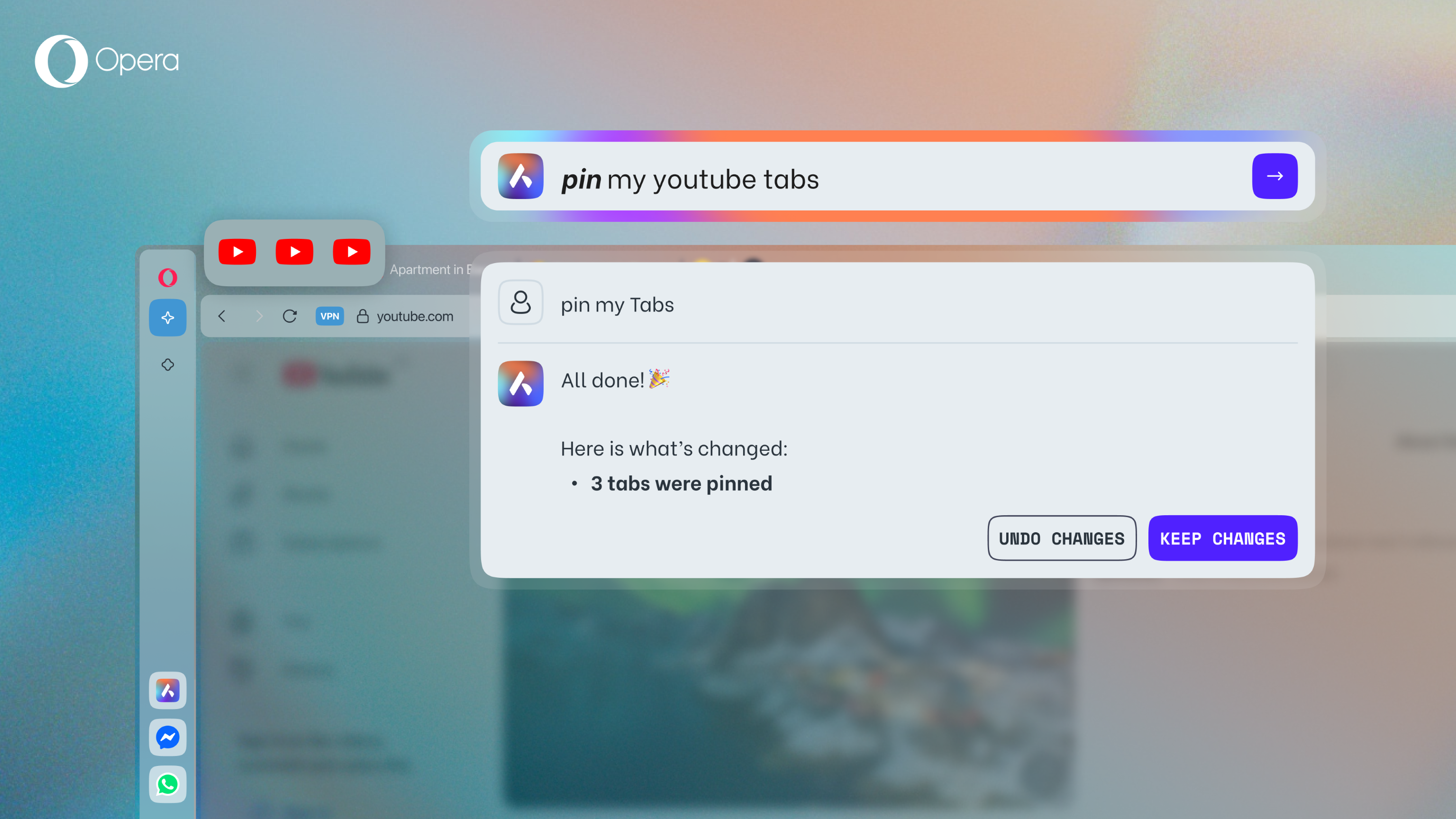 Opera wprowadza AI Tab Commands