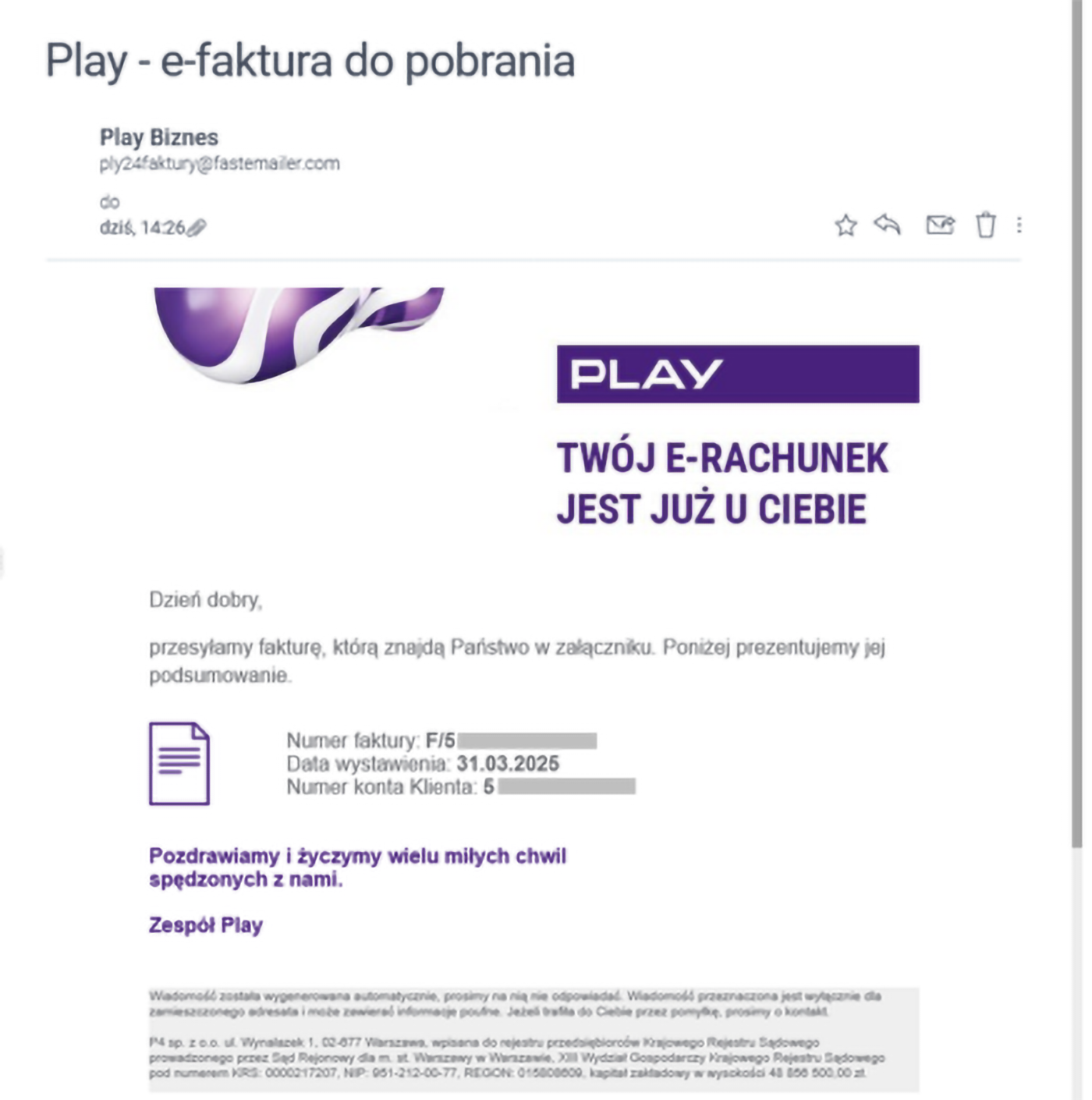 Play ostrzega przed fałszywymi fakturami. Lepiej uważaj