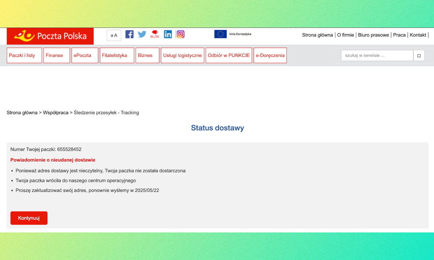 Dostałem takiego SMS-a od Poczty Polskiej. To oszustwo nieco sprytniejsze od poprzednich