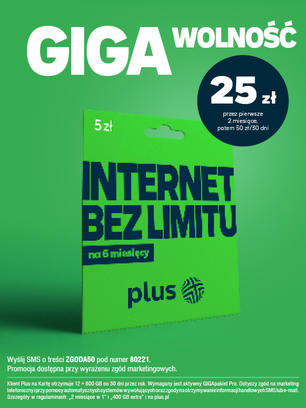 Plus Na Kartę daje internet bez limitu na 6 miesięcy