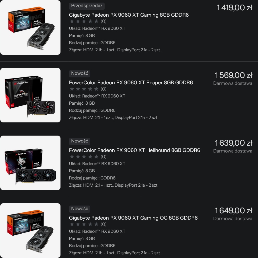 AMD Radeon RX 9060 XT trafia do sprzedaży. Ale w Polsce jak w lesie