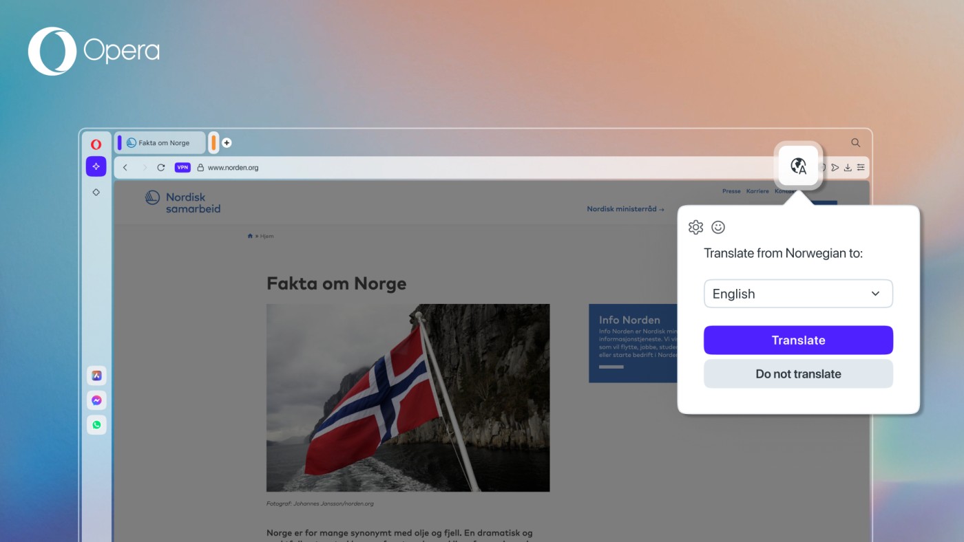 Opera z paczką nowości. Nieznajomość języków to już nie problem
