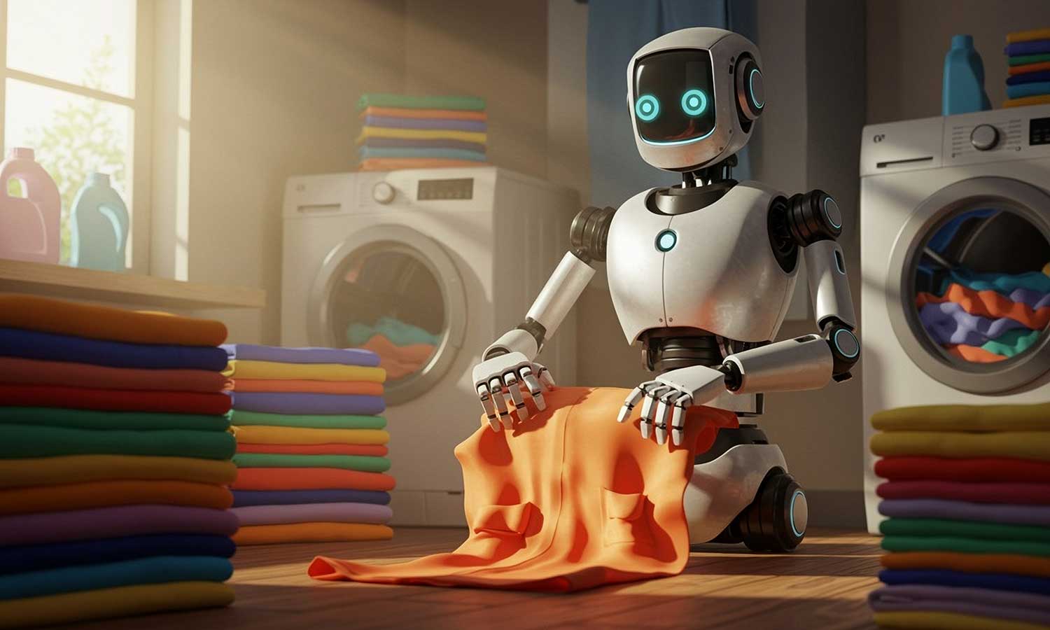 Humanoidalny robot, który robi pranie. Bardzo mu to pasuje