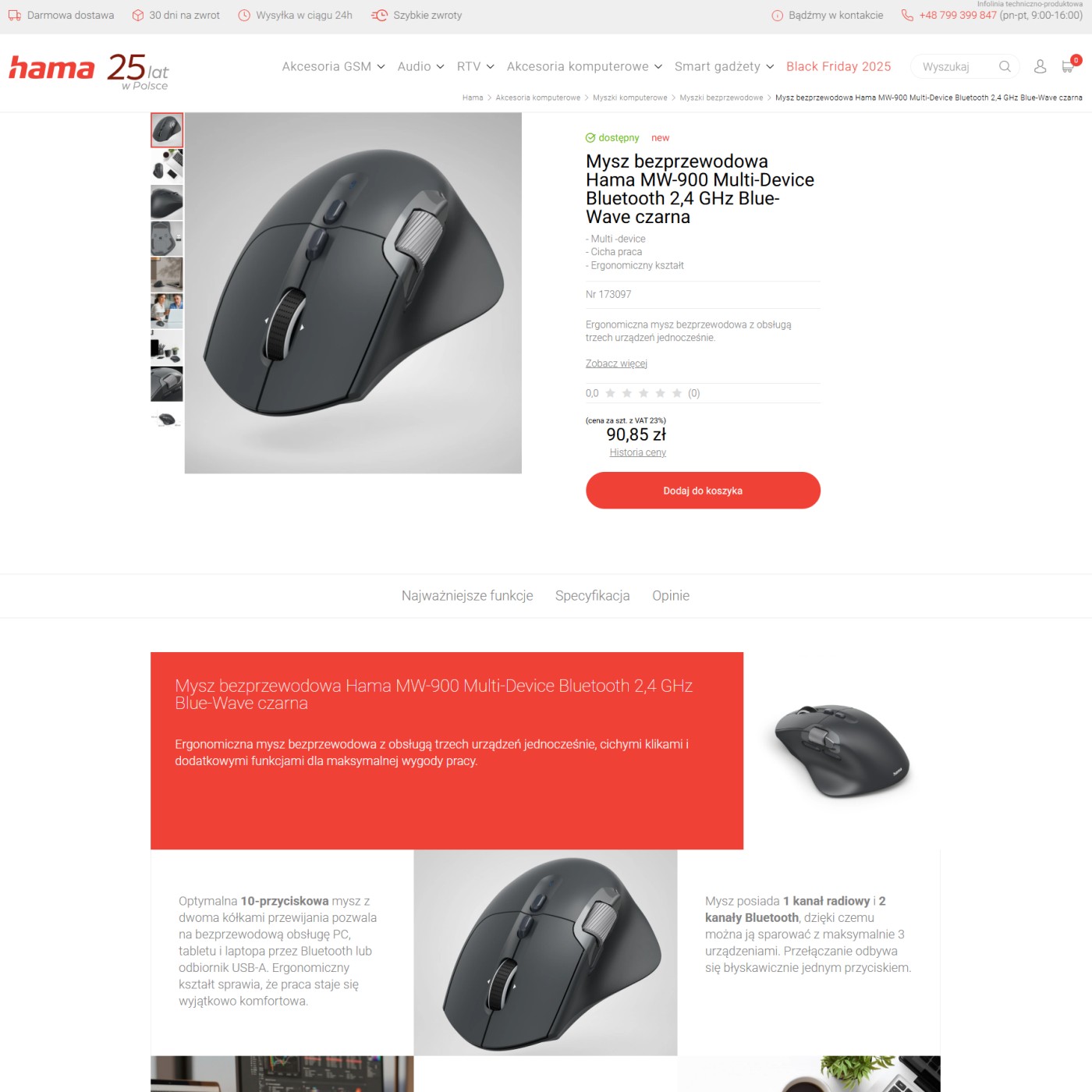 AI w myszce za 150 zł? Hama poleca model MW-900