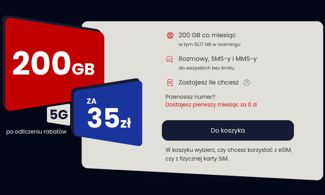 Virgin Mobile daje co miesiąc 200 GB. Nowa oferta na Black Month