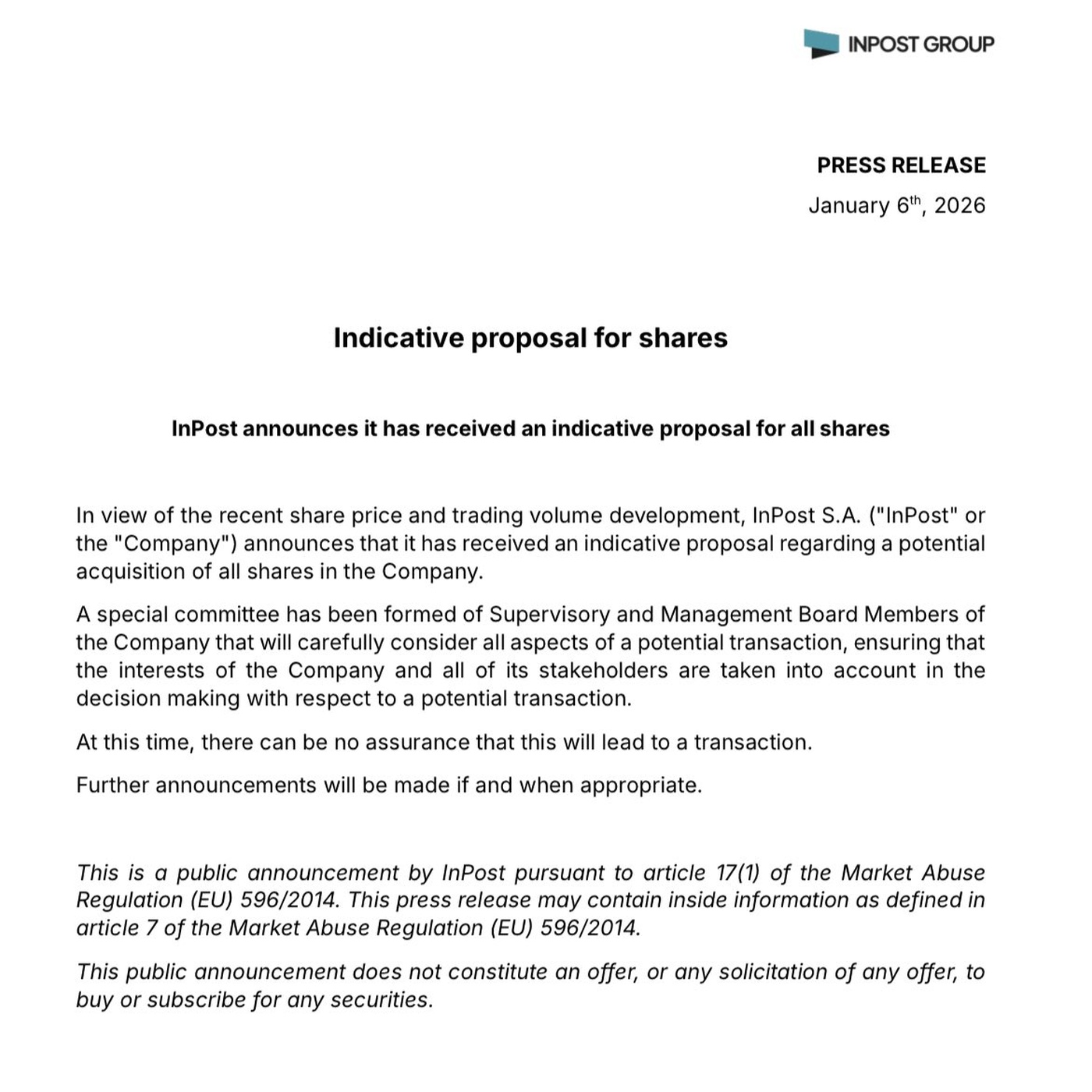 Ktoś chce kupić cały InPost. Gigant potwierdza sensacyjną ofertę