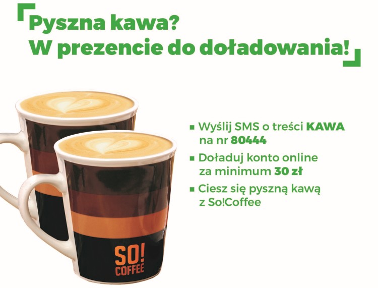 Doładowując konto w ofercie na kartę lub MIX w Plusie można dostać kawę