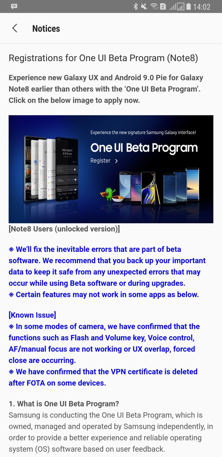 Ruszył program beta testów systemu Android Pie dla smartfonu Samsung Galaxy Note8