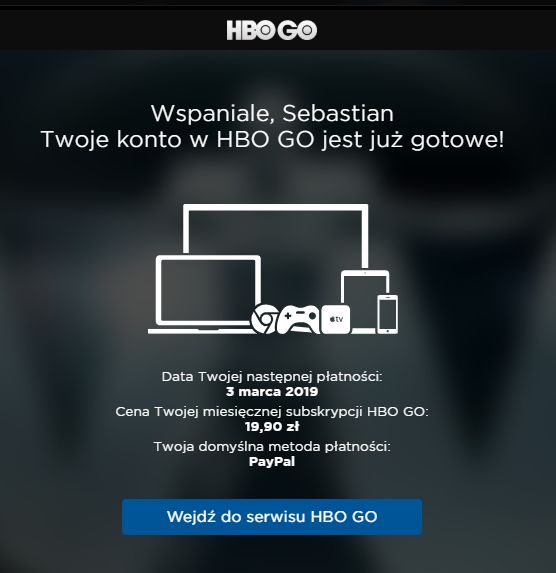 HBO Go za darmo dzięki PayPalowi. Kod działa na nowych i już istniejących kontach