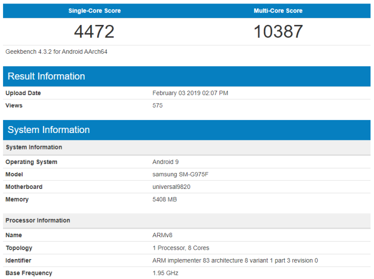 Galaxy S10+ z Exynosem 9820 znowu pojawił się w bazie Geekbench. Coraz bliżej do lidera