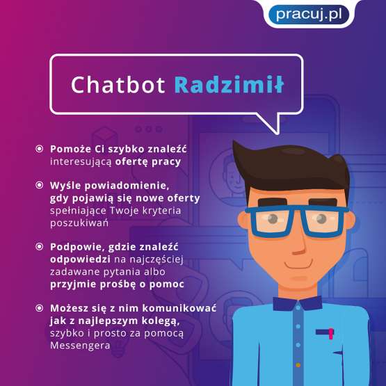 Radzimił pomoże znaleźć nową pracę. To wirtualny doradca na Messengerze Pracuj.pl