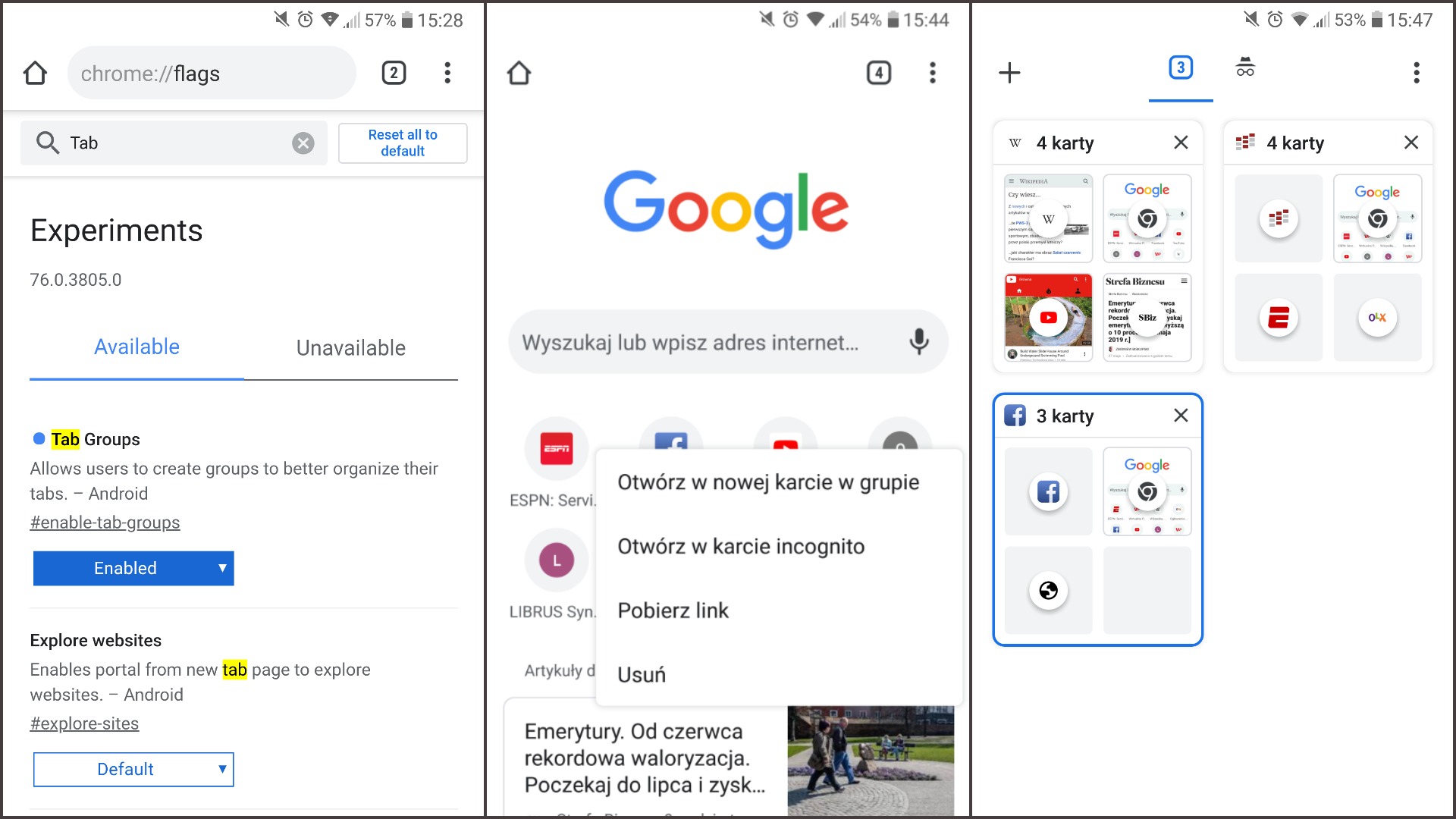 Google Chrome na Androida z grupowaniem kart. Taka nowość na pewno się przyda