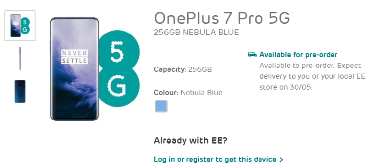 OnePlus 7 Pro 5G oficjalnie, ale tylko dla klientów sieci EE w Wielkiej Brytanii