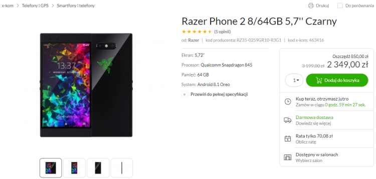 Razer Phone 2 w końcu ma rozsądną cenę