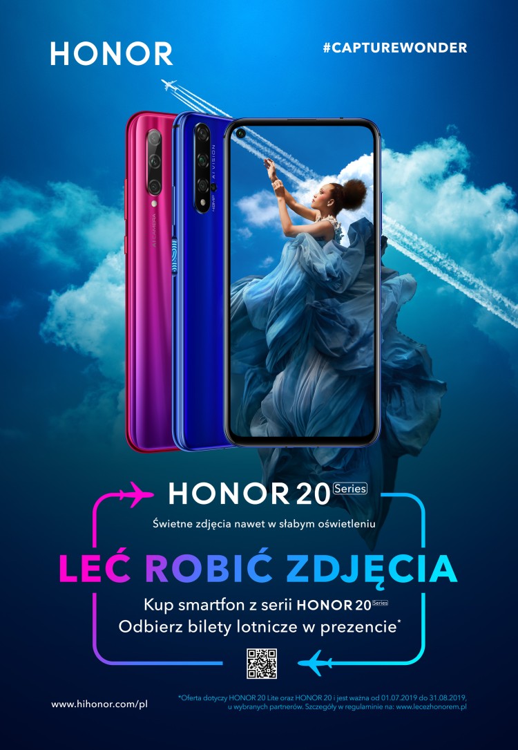 Honor 20 zadebiutuje w Polsce z promocją lotniczą. Kupując telefon otrzymamy kupon na podróż do jednego z 16 miast w Europie
