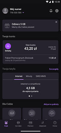 Aplikacja Play24 z ciemnym motywem