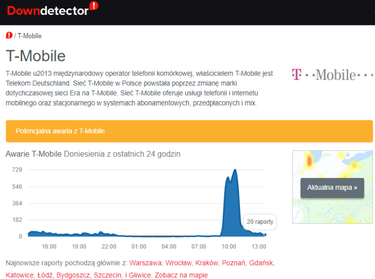 Klienci T-Mobile mogli dziś mieć problem z dostępem do Internetu. Zawinił uszkodzony światłowód