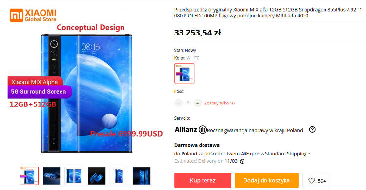 Już dziś możesz kupić Xiaomi Mi Mix Alpha. Za jedyne 33 tys. zł…