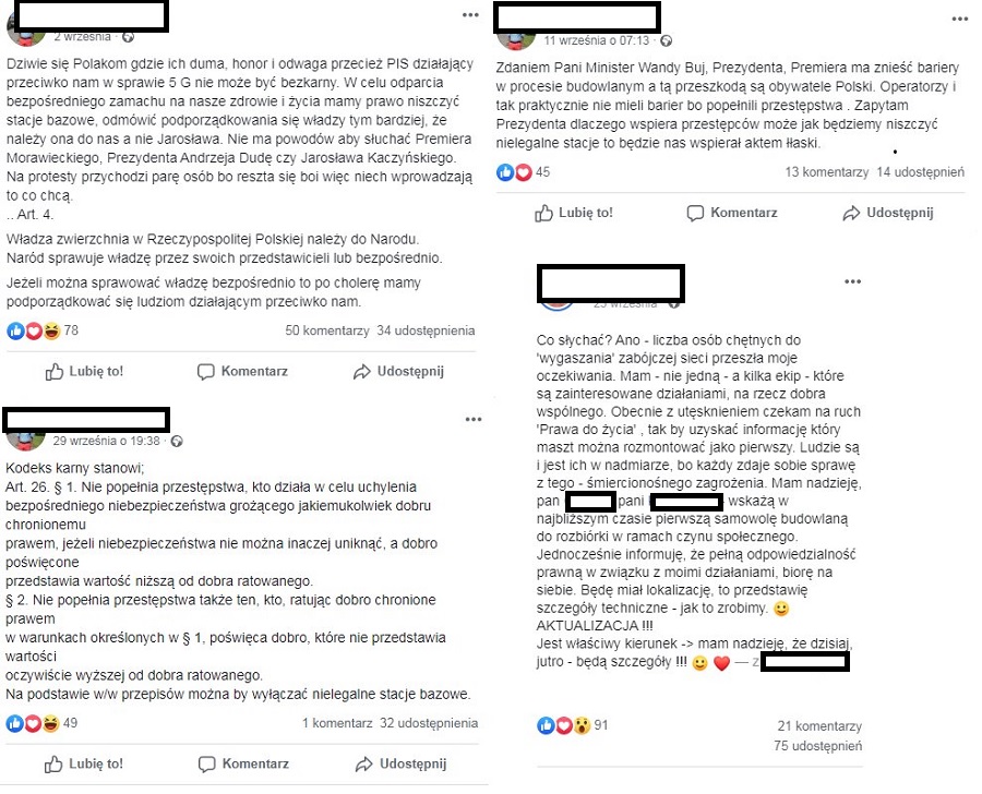 W Krakowie ruszyło burzenie "masztów 5G". Akcja zatrzymana przez Policję