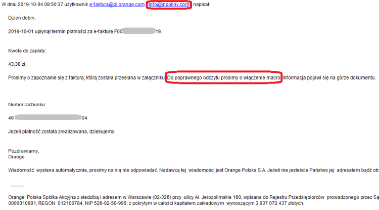 CERT Orange Polska znowu ostrzega przed fałszywymi fakturami