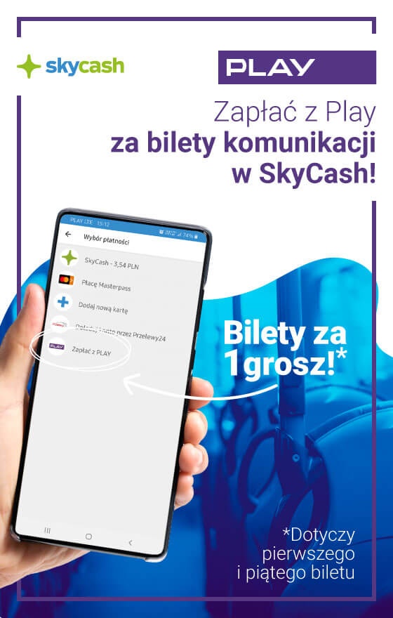 Bilety na komunikację miejską w SkyCash doliczysz do rachunku w Play. W promocji za pierwszy i piąty bilet zapłacisz 1 grosz