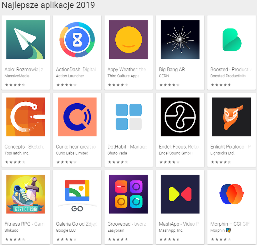 Google Play: najlepsze aplikacje i gry 2019 roku