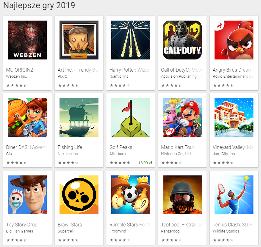 Google Play: najlepsze aplikacje i gry 2019 roku