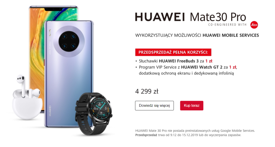 Polacy nie chcą Huaweia Mate 30 Pro? Przedsprzedaż wciąż trwa