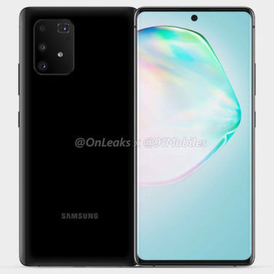 Samsung Galaxy A91 na renderach 360 stopni - bezramkowy wyświetlacz i potrójny lub poczwórny aparat z tyłu