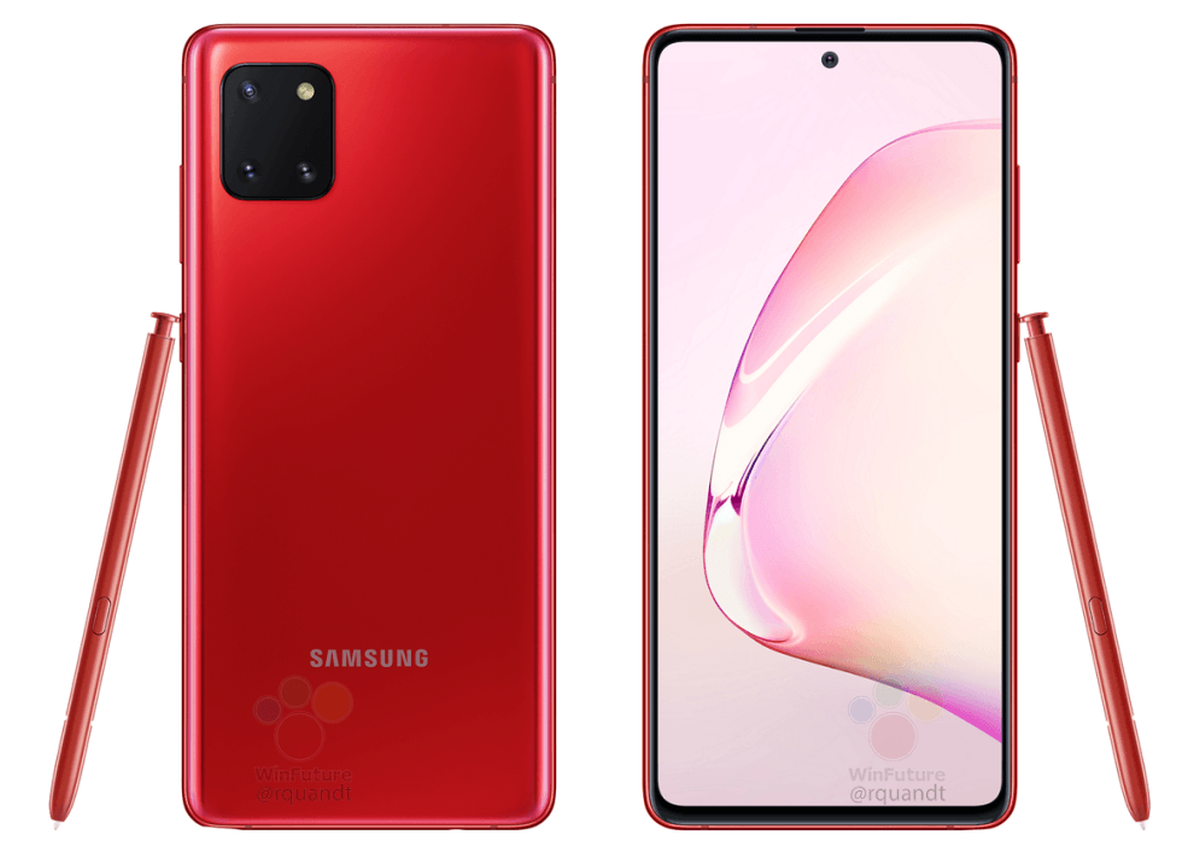Samsung Galaxy Note10 Lite na nowych renderach: płaski wyświetlacz AMOLED i potrójny aparat fotograficzny z tyłu