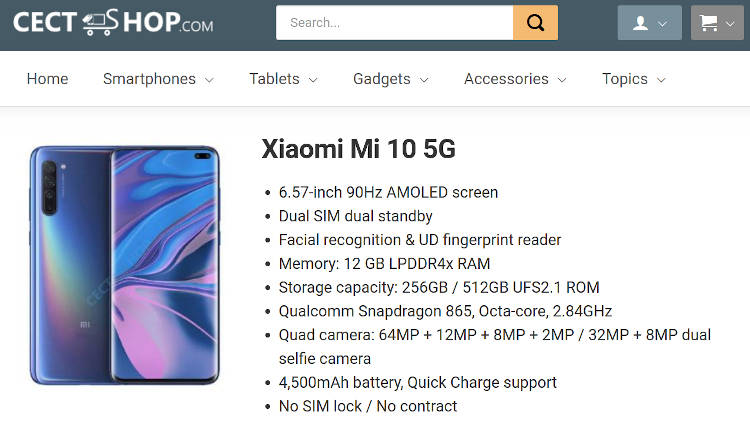 Xiaomi Mi 10 5G już trafił do sklepu on-line: znamy specyfikację i cenę