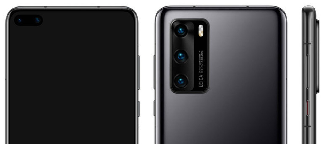 [Aktualizacja] Huawei P40 i P40 Pro na nowych renderach - do 4 aparatów z tyłu i dziura w wyświetlaczu