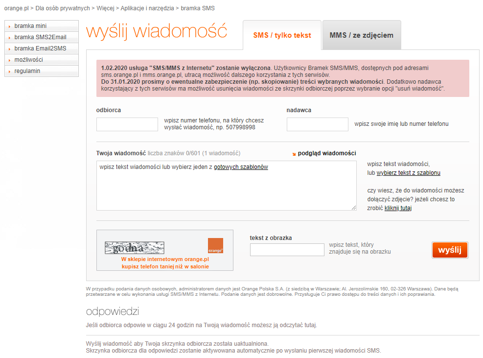 Orange wyłącza internetowe bramki SMS i MMS