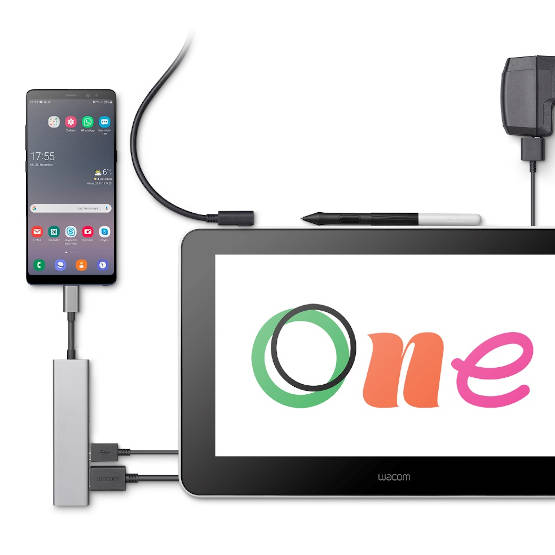 Wacom One to ekranowy tablet piórkowy dla początkujących. Można go podłączyć do telefonu