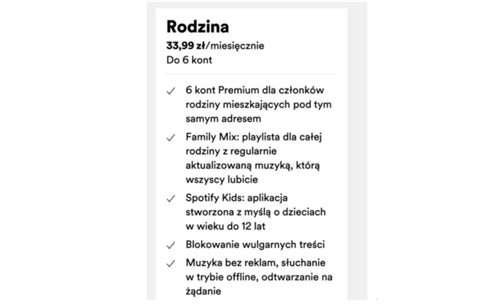 Szykuje się nowa cena za Spotify w pakiecie rodzinnym. Będzie drożej