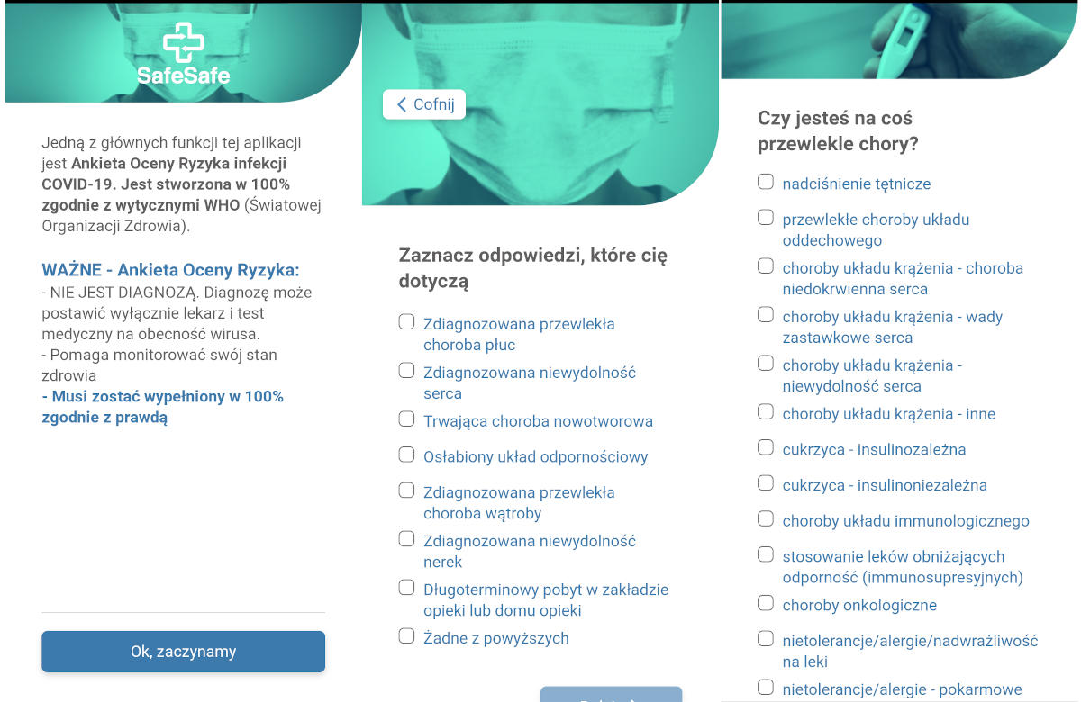 SafeSafe: darmowa aplikacja do oceny ryzyka infekcji COVID-19 i profilaktyki w czasach pandemii