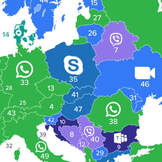 W Polsce rządzi Skype, Zachodnią Europę podbił WhatsApp