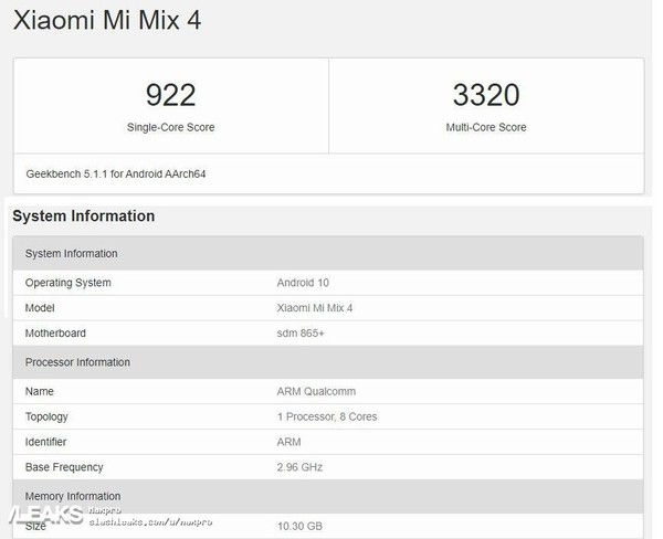Xiaomi Mi Mix 4 pojawił się w wynikach Geekbench z nieistniejącym snapdragonem