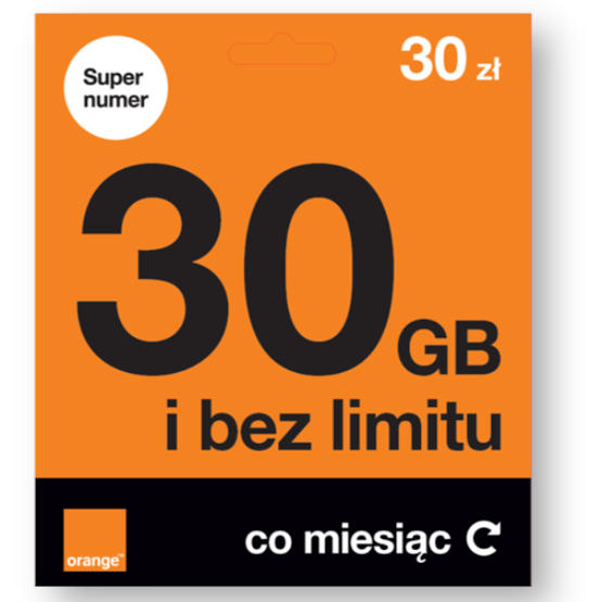 Nowy starter w Orange Free na kartę: 30 GB za 30 zł