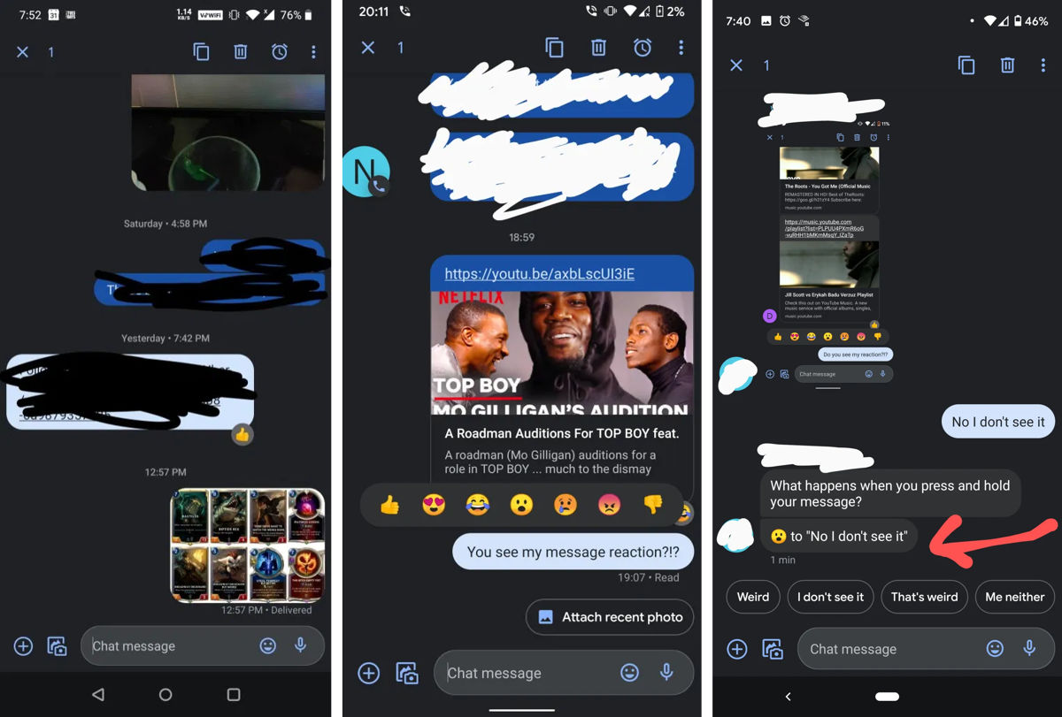 Google Messages testuje reakcje na wiadomości RCS