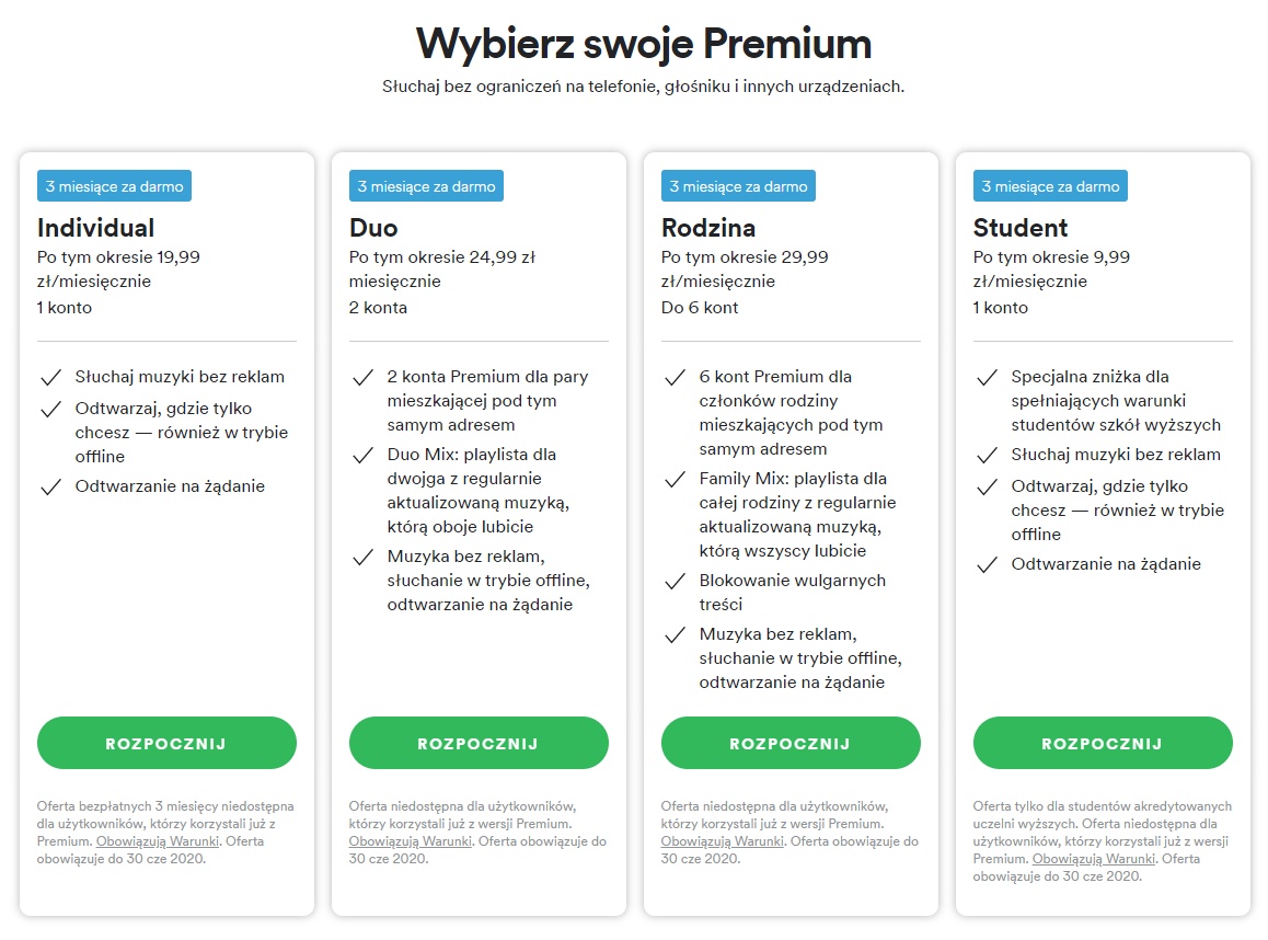 Spotify Premium na 3 miesiące za 0 zł