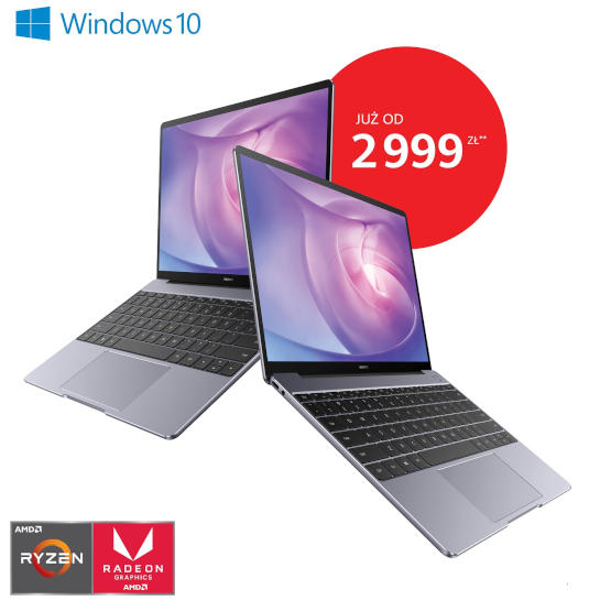 Huawei wprowadza ultrabook MateBook 13 z procesorem AMD Ryzen za cenę od 2999 zł