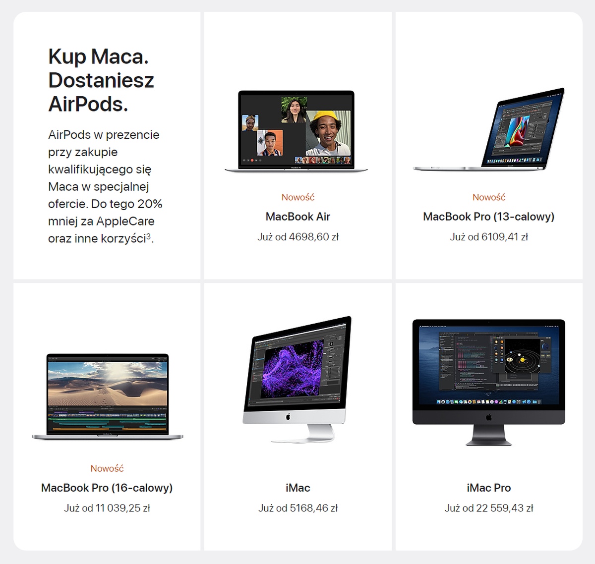 Promocja Apple: Kup Maca lub iPada na studia, a dostaniesz słuchawki AirPods