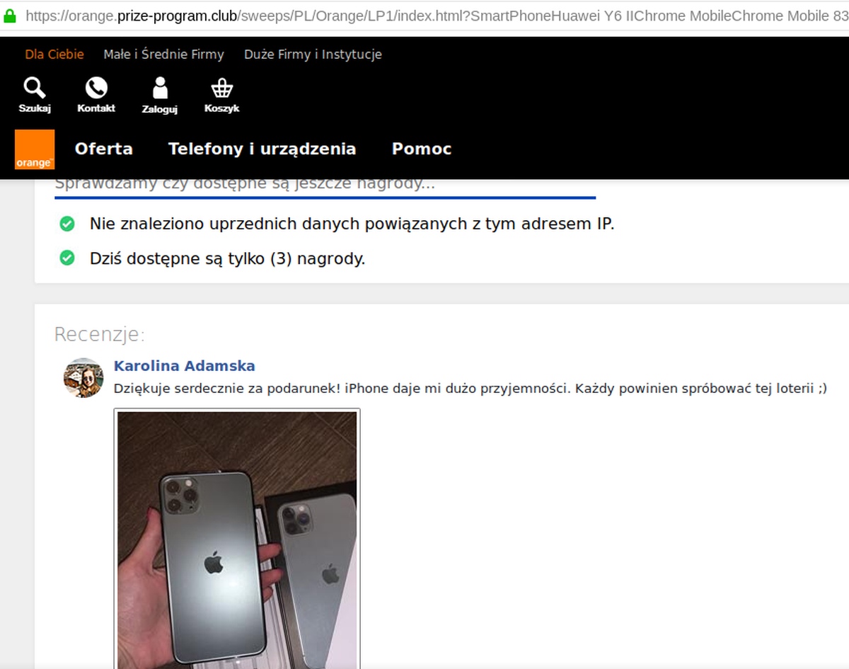 Orange rozdaje iPhone'y z okazji rocznicy 32-lecia? Nie, to fałszywa loteria