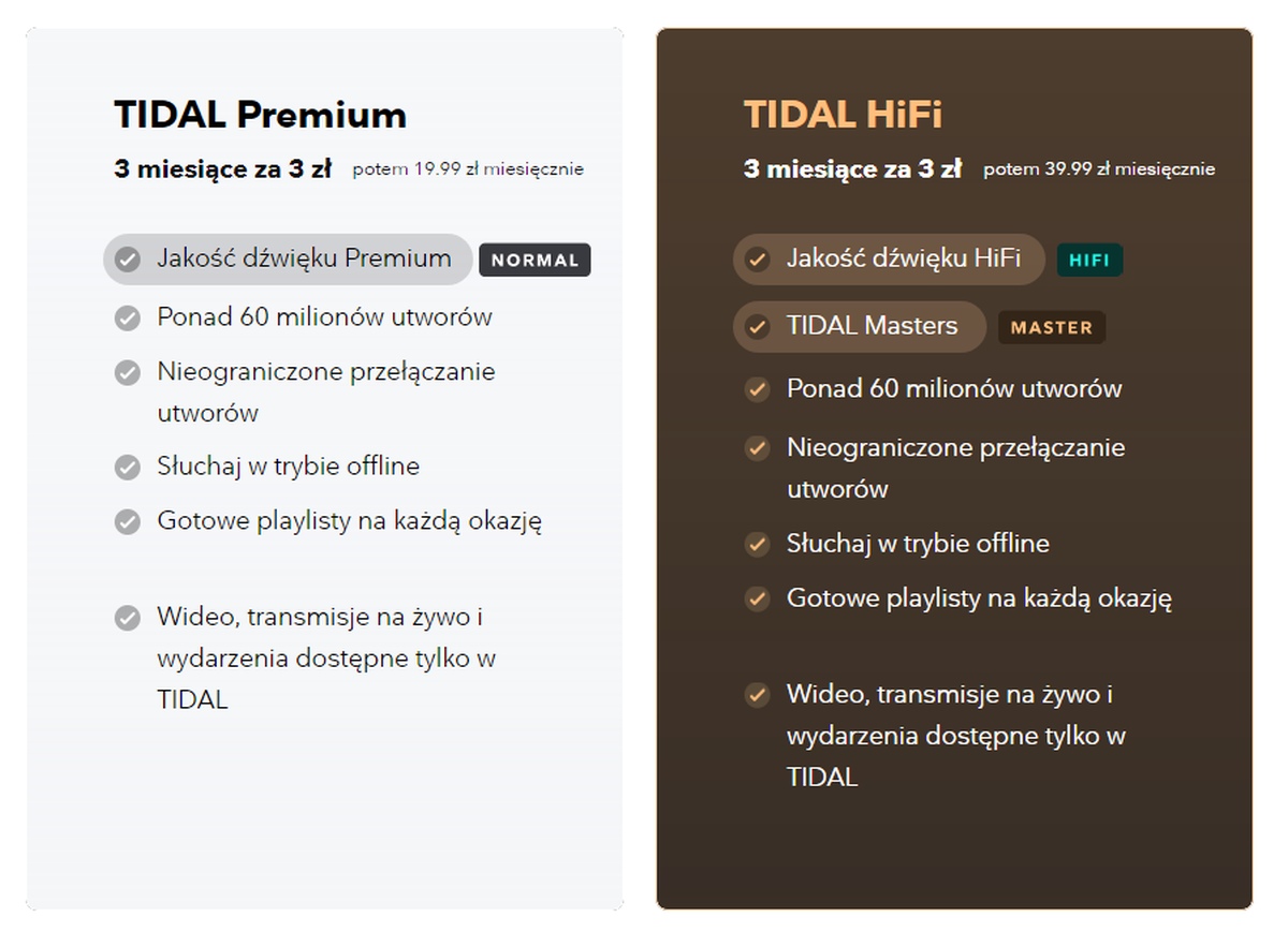 Promocja Tidal: 3 miesiące subskrypcji bez limitu za 3 zł